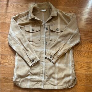 Sonoma Camel Plaid Shirt Jacket Tunic length